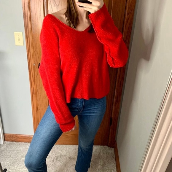 Line The Label Deep V Slouchy Loose Knit Sweater - Picture 1 of 6